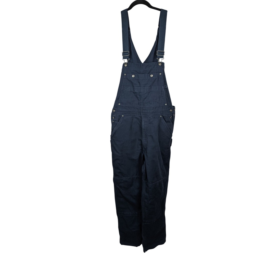 Duluth Trading Co Fire Hose Bib Overalls Mens 34x30 Navy Blue Cotton Workwear